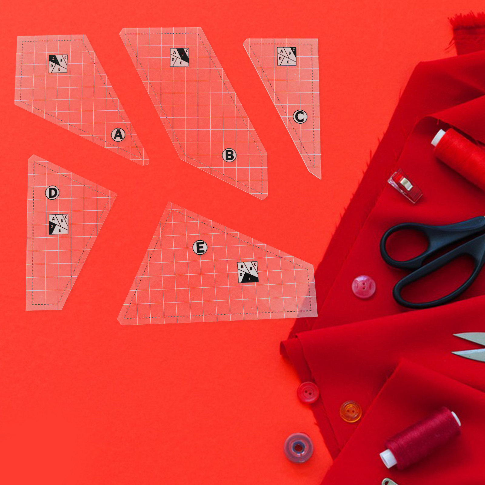 5 Buah Set Templat Quilting, P - Sewing Gauge Ruler ulasan dan harga
