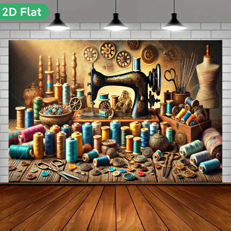 Tapestry Dinding Atelier Jahit - Vintage Sewing Textile ulasan dan harga